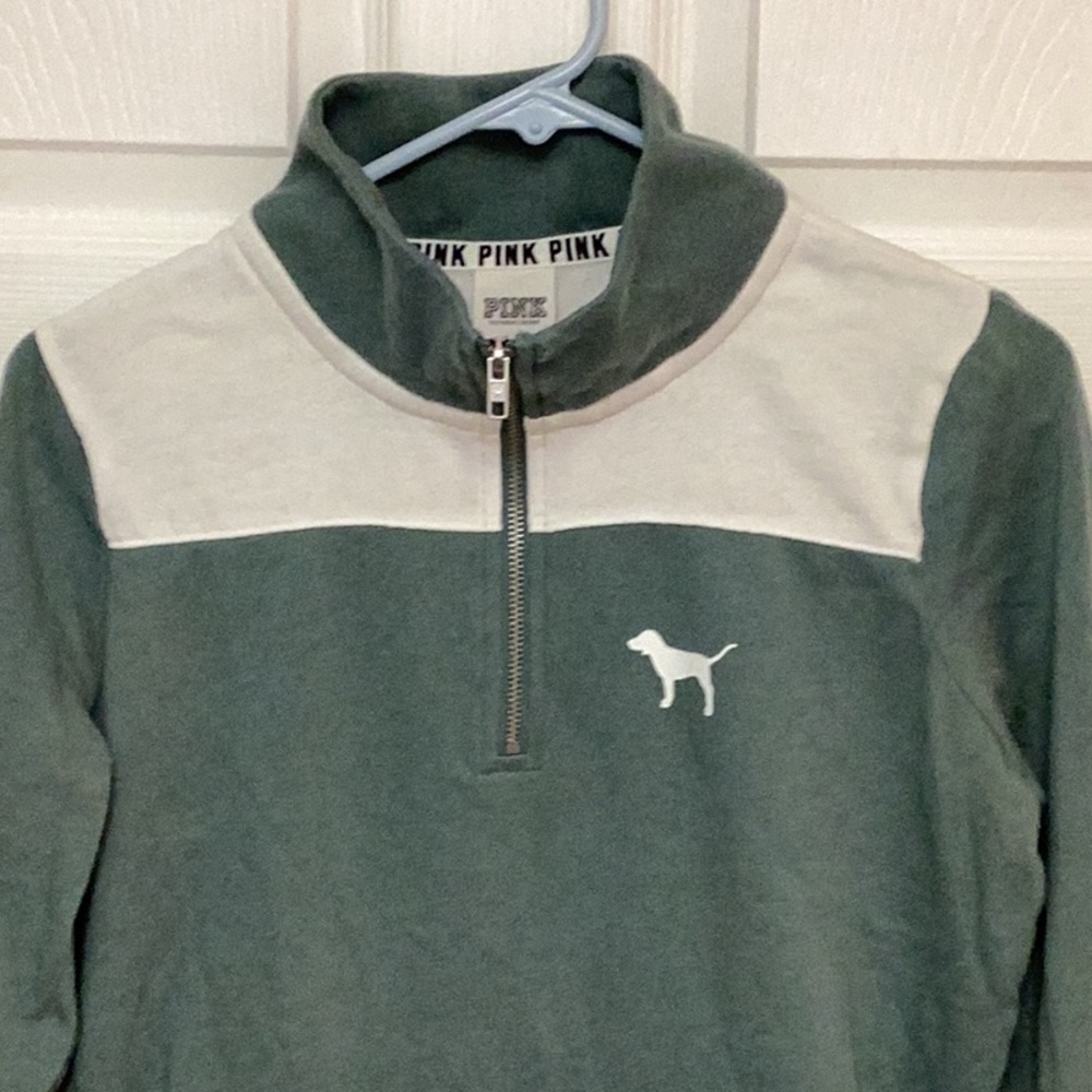 Victoria Secret PINK 1/4 zip sweatshirt with dog logo